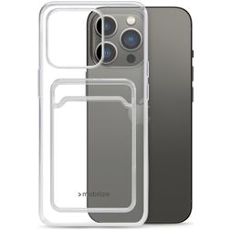 Mobilize Gelly Card Coque Transparente iPhone 13 Pro Coque arrière en TPU Souple avec Porte-Cartes - Transparent