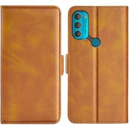 Mobigear Slim Magnet Housse Motorola Moto G71 5G Etui Porte-Monnaie - Cognac