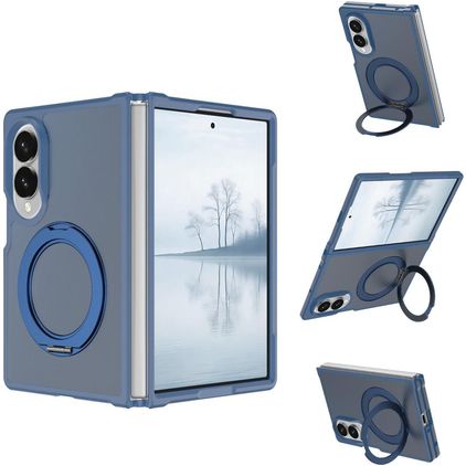 Mobigear 360 Rotating Ring Coque Samsung Galaxy Z Fold 8 Ultra MagSafe Coque arrière Rigide avec Anneau-Support - Bleu