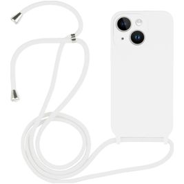 Mobigear Lanyard iPhone 14 Coque avec cordon en Silicone - Blanc