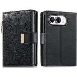 Mobigear Flowers iPhone Duo Étui Portefeuille - Noir