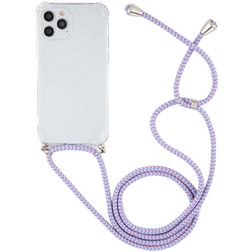 Mobigear Lanyard iPhone 12 Pro Max TPU souple Coque avec cordon - Transparent / Bleu / Violet