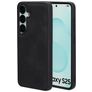 Mobiparts Classic Coque Samsung Galaxy S25 MagSafe Coque arrière en TPU,Similicuir - Graphite Black