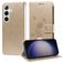 Mobigear Flowers Housse Samsung Galaxy S25 Plus Etui Porte-Monnaie - Or