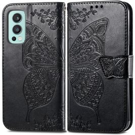 Mobigear Butterfly Housse OnePlus Nord 2 Etui Porte-Monnaie - Noir