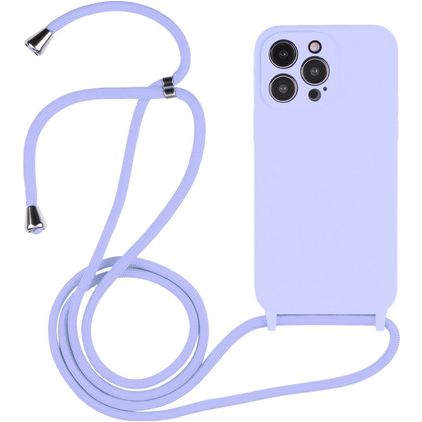 Mobigear Lanyard iPhone 14 Pro Max Coque avec cordon en Silicone - Violet