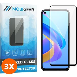 Mobigear Premium OPPO A76 Verre trempé Protection d'écran - Compatible Coque - Noir (Lot de 3)