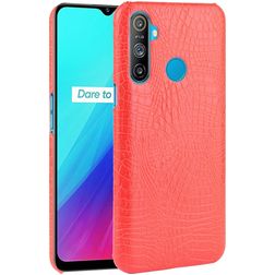 Mobigear Croco Coque Realme C3 Coque arrière en TPU Souple - Rouge