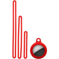 Mobigear Lanyard Coque Apple AirTag Coque en Silicone Souple - Rouge