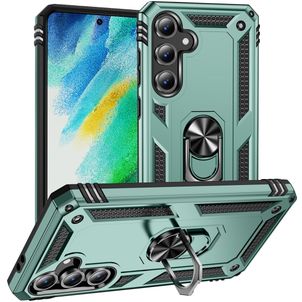 Mobigear Armor ring Coque Samsung Galaxy S24 FE Coque arrière Rigide Anti-Chocs avec Anneau-Support - Vert