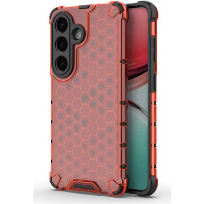 Mobigear Honeycomb Coque Samsung Galaxy S26 Coque arrière Rigide Anti-Chocs - Rouge