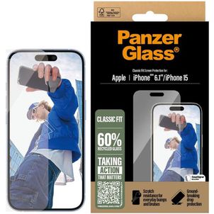 PanzerGlass Classic Fit iPhone 16 Verre trempé Protection d'écran - Compatible Coque
