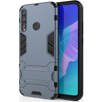 Mobigear Armor Stand Huawei P40 Lite E Plastique rigide Coque arrière Antichoc avec béquille - Bleu