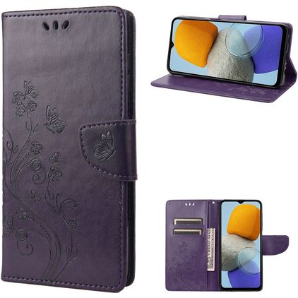 Mobigear Flowers Housse Samsung Galaxy M23 Etui Porte-Monnaie - Violet