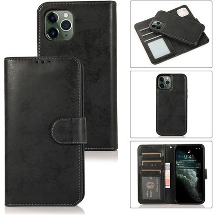 Mobigear Wallet Housse iPhone 12 Mini Etui avec Coque Détachable Porte-Monnaie - Noir