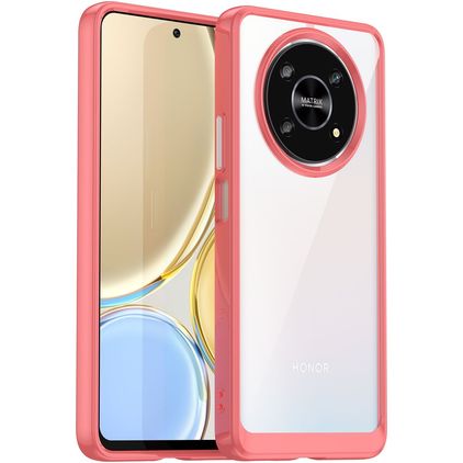 Mobigear Crystal HONOR Magic 4 Lite Plastique rigide Coque arrière - Transparent / Rouge
