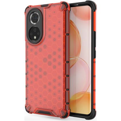 Mobigear Honeycomb HONOR 50 Plastique rigide Coque arrière Antichoc - Rouge