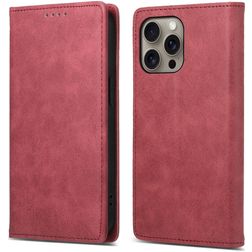 Mobigear Wallet Housse iPhone 16 Pro Max Etui Porte-Monnaie - Rouge