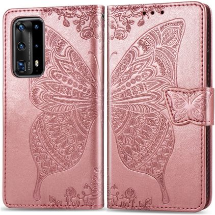 Mobigear Butterfly Housse Huawei P40 Pro Etui Porte-Monnaie - Rose doré