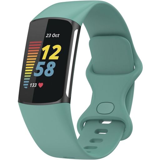 Mobigear Sport Dual Bracelet Silicone Fitbit Charge 5 Fermeture à clou et passant - Vert