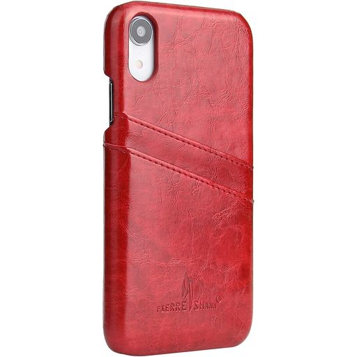 Fierre Shann Premium Card Coque iPhone XR Coque arrière avec Porte-Cartes - Rouge