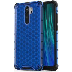 Mobigear Honeycomb Coque Xiaomi Redmi Note 8 Pro Coque arrière Rigide Anti-Chocs - Bleu