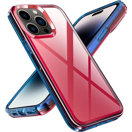 Mobigear Crystal Coque iPhone 14 Pro Max Coque arrière Rigide - Transparent / Rouge