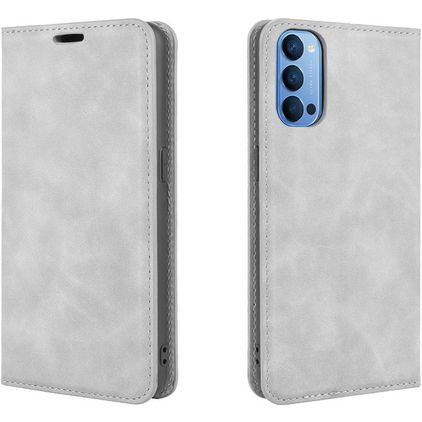 Mobigear Retro Slim Housse OPPO Reno 4 Etui Porte-Monnaie - Gris