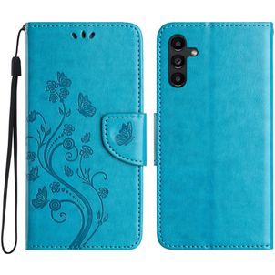 Mobigear Flowers Housse Samsung Galaxy A56 Etui Porte-Monnaie - Bleu