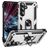 Mobigear Armor ring Samsung Galaxy S25 FE Plastique rigide Coque arrière Antichoc avec bague de maintien - Argent