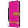 Mobigear Fabric Housse Samsung Galaxy A21 Etui en Tissu Porte-Monnaie - Magenta