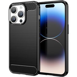 Mobigear Brushed Slim Coque iPhone 15 Pro Max Coque arrière en TPU Souple - Noir