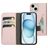 Mobiparts Classic Wallet Housse iPhone 15 Etui Porte-Monnaie - Rose