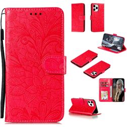Mobigear Flowers Housse iPhone 12 Pro Etui Porte-Monnaie - Rouge