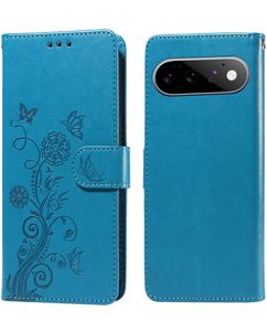Mobigear Flowers Housse Google Pixel 11 Pro Etui Porte-Monnaie - Bleu