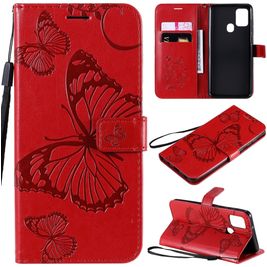 Mobigear Butterfly Housse Samsung Galaxy A21s Etui Porte-Monnaie - Rouge
