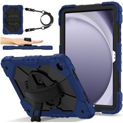 Mobigear SureGrip Xtreme Coque Samsung Galaxy Tab A9 Plus (2023) Coque arrière en Plastique rigide,Silicone + Bandoulière + Support Amovible - Bleu