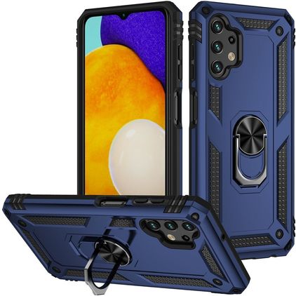 Mobigear Armor Ring Coque Samsung Galaxy A13 4G Coque arrière Rigide Anti-Chocs avec Anneau-Support - Bleu