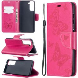Mobigear Butterfly Housse Samsung Galaxy S21 Etui Porte-Monnaie - Rose