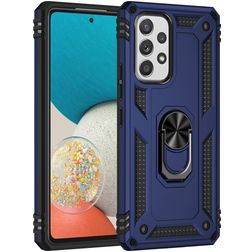 Mobigear Armor Ring Coque Samsung Galaxy A53 Coque arrière Rigide Anti-Chocs avec Anneau-Support - Bleu