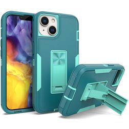 Mobigear Heavy Armor Stand iPhone 14 Plus Plastique rigide Coque arrière Antichoc avec béquille - Vert