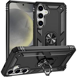 Mobigear Armor ring Coque Samsung Galaxy S25 Coque arrière Rigide Anti-Chocs avec Anneau-Support - Noir