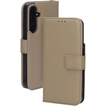 Mobiparts Samsung Galaxy A35 Cuir véritable Étui Portefeuille - Taupe