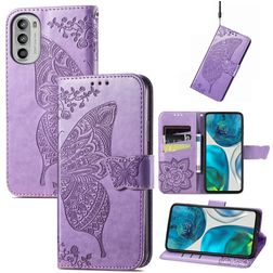 Mobigear Butterfly Housse Motorola Moto G52 Etui Porte-Monnaie - Violet