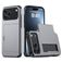 Mobigear Card iPhone 18 Pro Max Plastique rigide Coque arrière Antichoc avec porte-cartes - Gris