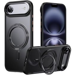 Mobigear Frosted Mag Coque iPhone Air MagSafe Coque arrière Rigide avec Support Amovible - Noir