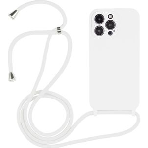 Mobigear Lanyard iPhone 14 Pro Coque avec cordon en Silicone - Blanc