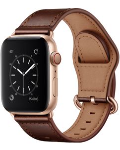 Mobigear Venezia Bracelet Cuir Apple Watch Fermeture boucle ardillon - 42/41/40/38 mm - Marron