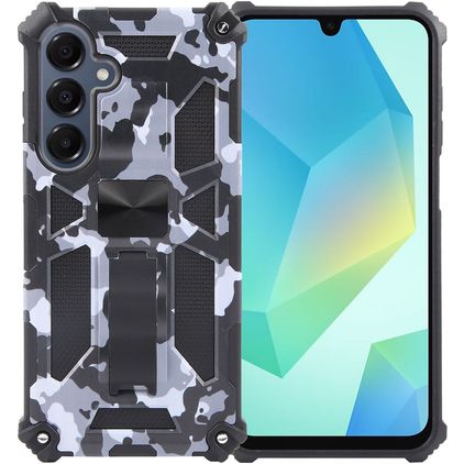 Mobigear Armor Stand Coque Samsung Galaxy A16 Coque arrière Rigide Anti-Chocs avec Support Amovible - Gris