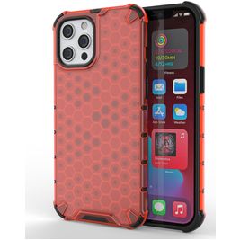 Mobigear Honeycomb Coque iPhone 13 Pro Max Coque arrière Rigide Anti-Chocs - Rouge